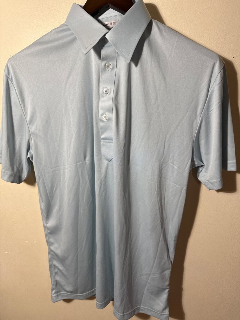 Collars & Co. Light Blue Dress Collar Polo Shirt Size Large 100% Polyester
